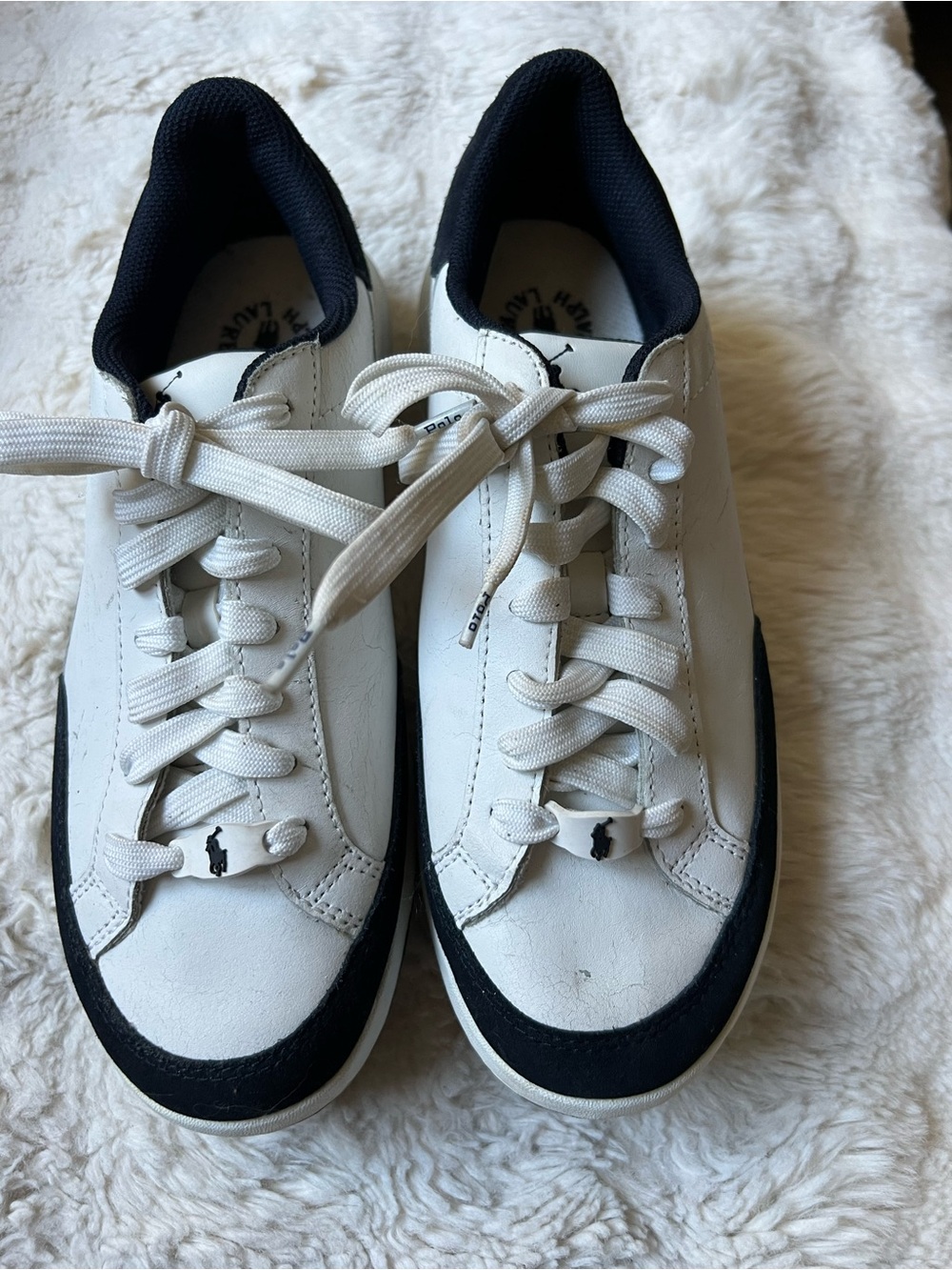 White Navy Polo Ralph Lauren sneaker size 10
